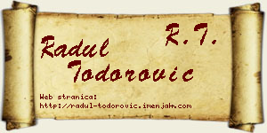 Radul Todorović vizit kartica